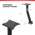 Afmetingen van de zwarte versnellingspookhouder voor racesimulator: 37,8 cm hoog, 13,7 cm breed.