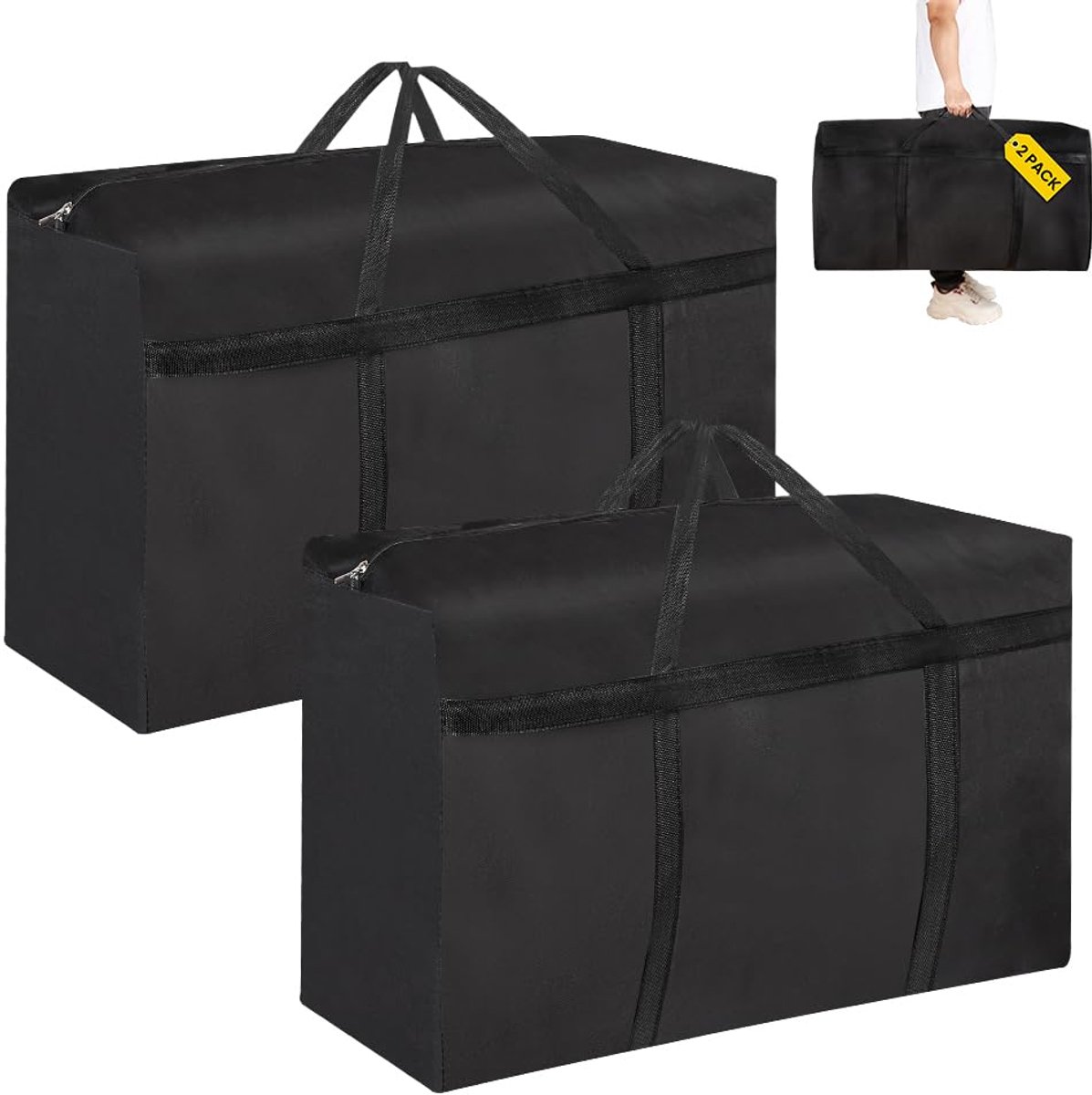 Unyqoos® Set van twee extra grote waterdichte opbergtassen met ritssluiting en handvat