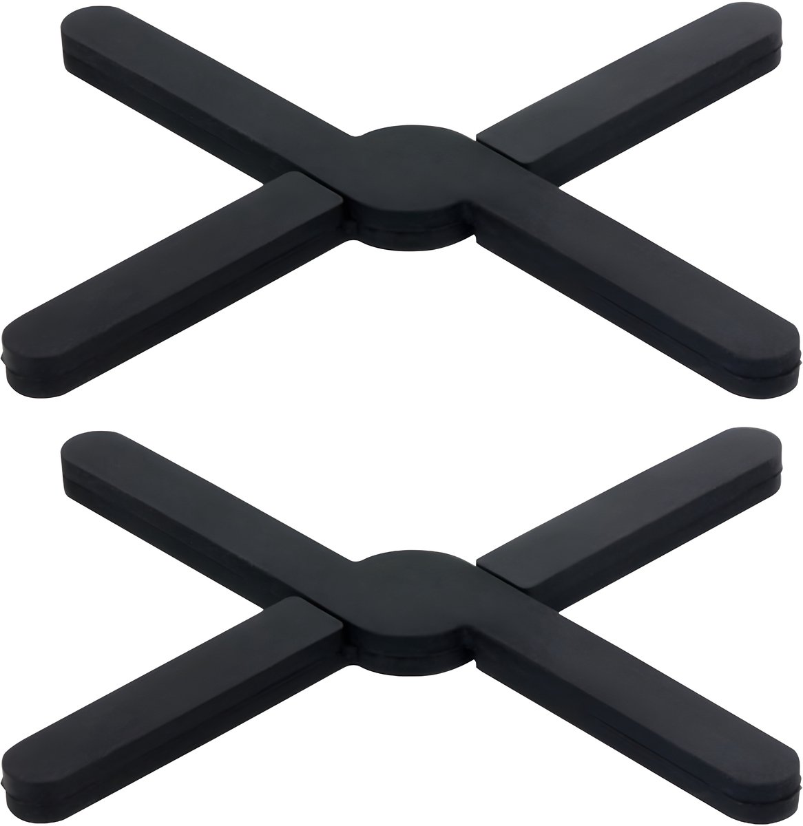 HI NATURE™ Panonderzetters opvouwbaar set 2 stuks - Opvouwbare Siliconen pannenonderzetter hittebestendig | Panbeschermers - Onderzetters Pannen - Afdekplaat Voor Kookplaat - 100% BPA Vrij (Zwart)