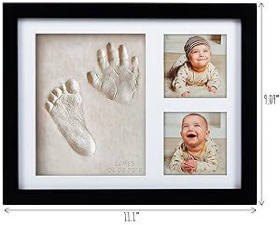 Baby Hand en Voetafdruk - Klei en inkt Kit Fotolijst / Houtkleur