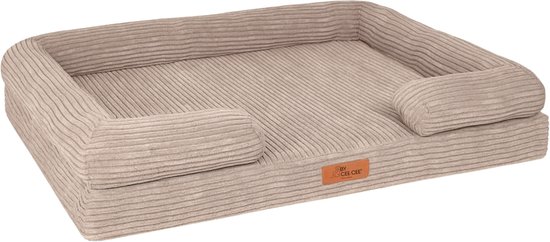 By Cee Cee Orthopedische Hondenmand – Orthopedisch Hondenkussen – Hondenbed – Ribstof - Voor Middelgrote Honden - Mokka Taupe - 108x81cm - Emma
