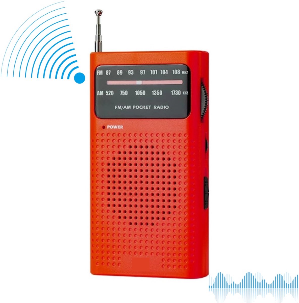 OIMG Noodradio - Mini-radio - Kleine Draagbare Radio op Batterijen - Radio op Batterijen - batterijduur - 128x70x27mm - Gebruiksvriendelijk - AM & FM Radio - Koptelefoonaansluiting - Kleine Radio - voor thuis en buiten - Geschikt als kerstcadeau