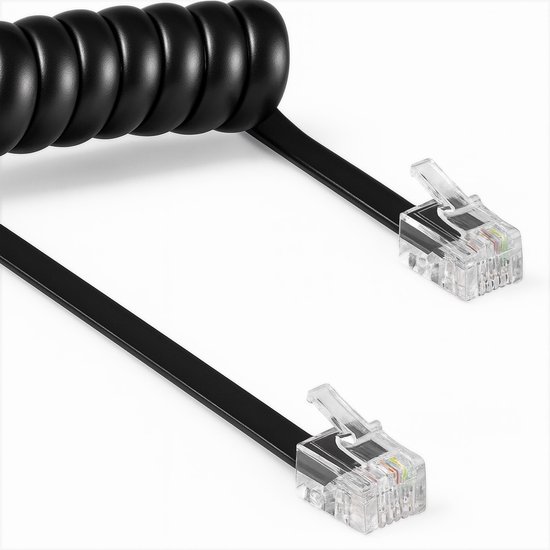 Câble Spiralé Rj10 Rj9 Rj22 4P4C 4 Broches Pour Téléphone Noir 1,7 M[J628] - Téléphonie