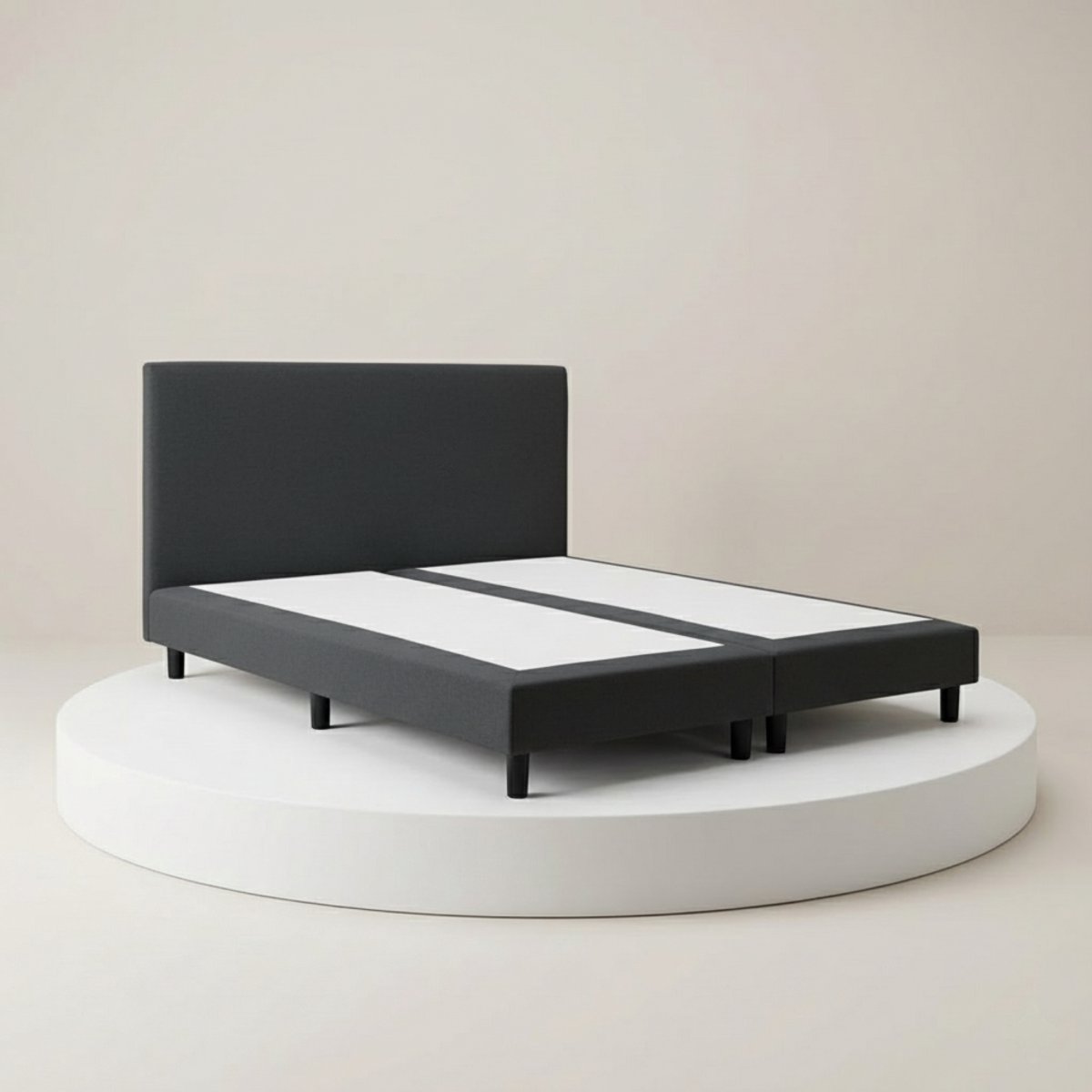 Boxspring DreamLux - 140x210 Zonder matras - Antraciet Glad - BalBedden