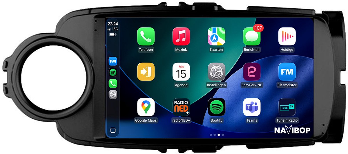 Geschikt voor Toyota Yaris - Zwart (2011 t/m 2016) | 9 inch Android 15.0 CarPlay autoradio | Draadloos CarPlay & Android Auto | 2GB RAM + 32GB | Externe microfoon | Bluetooth & WiFi | NAVIBOP NB-1450 | Bouwjaar 2011 t/m 2016