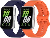 Stravo 2-Pack Classic Kleurige Siliconen Bandjes Geschikt voor Samsung Galaxy Fit 3 – Zacht & Comfortabel Horlogeband – Blauw + Oranje