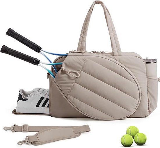 Foto: Geweo tennistas e n schouder tenniszak sporttas badminton dames 48 x 19 x 31 cm geschikt voor picklebal en tennis bruin