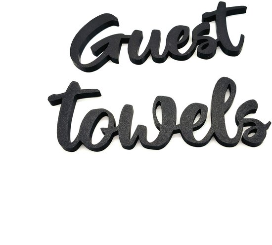 Texte mural serviettes pour invités - Lettres 3D noires pour salle de bain, Hotel & Airbnb & Maisons