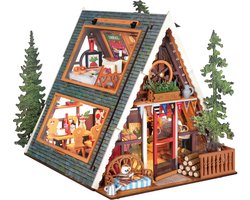 Robotime A-Frame Cabin - Rolife DIY Miniature House Series - DG181 - Miniatuurhuisje - Bouwpakket - Knutselen - Creatief