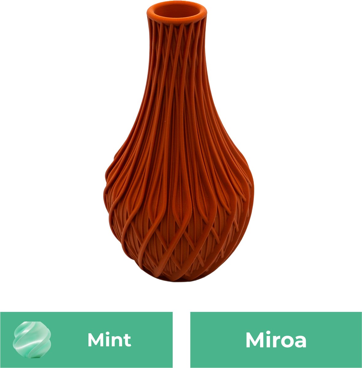 Lovora Miroa design vaas – Decoratieve vaas - Mint - 3d geprinte vaas – geschikt voor droogbloemen - 25CM