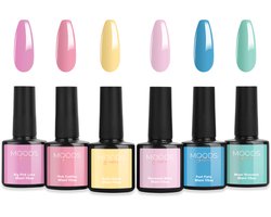 Moods Gellac 6-delige Set - Gel Nagellak - 8ML - Miami Vibes Edition - Gellac - Nagels - Gellak Starterspakket - Pastel Kleuren - HEMA- & TPO-vrij