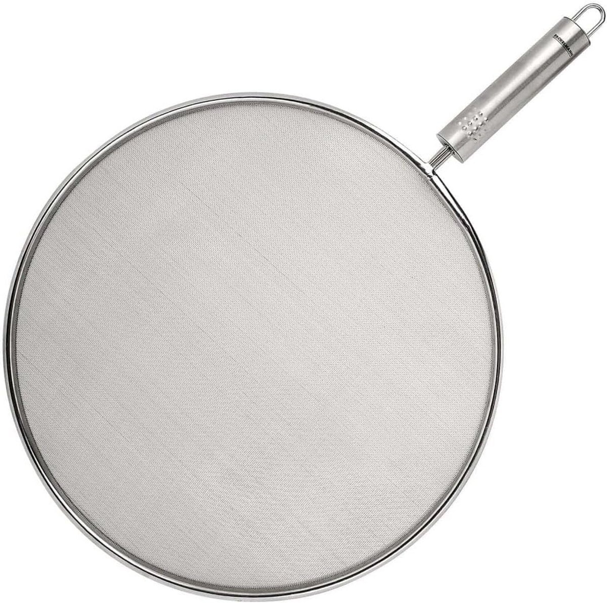 RVS Spatscherm voor Pannen tot Ø 29 cm - Vetspatdeksel met Ovale Greep