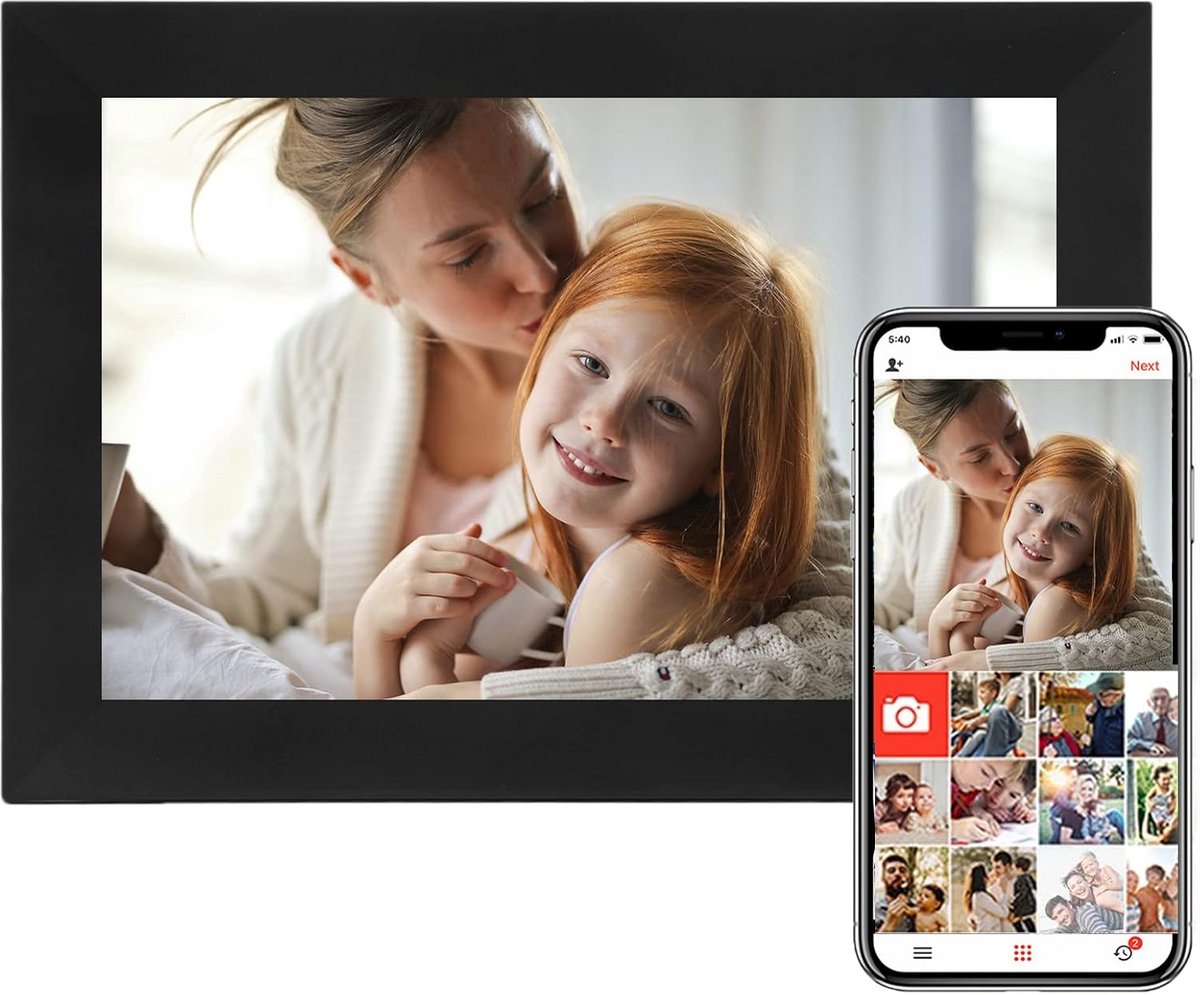 Digitale Fotolijst WiFi Touchscreen 10.1 Inch HD Scherm 16GB Opslag Zwart