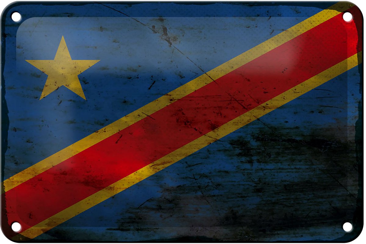 Blechschild Flagge DR Kongo 18x12cm democratic Congo Rost
