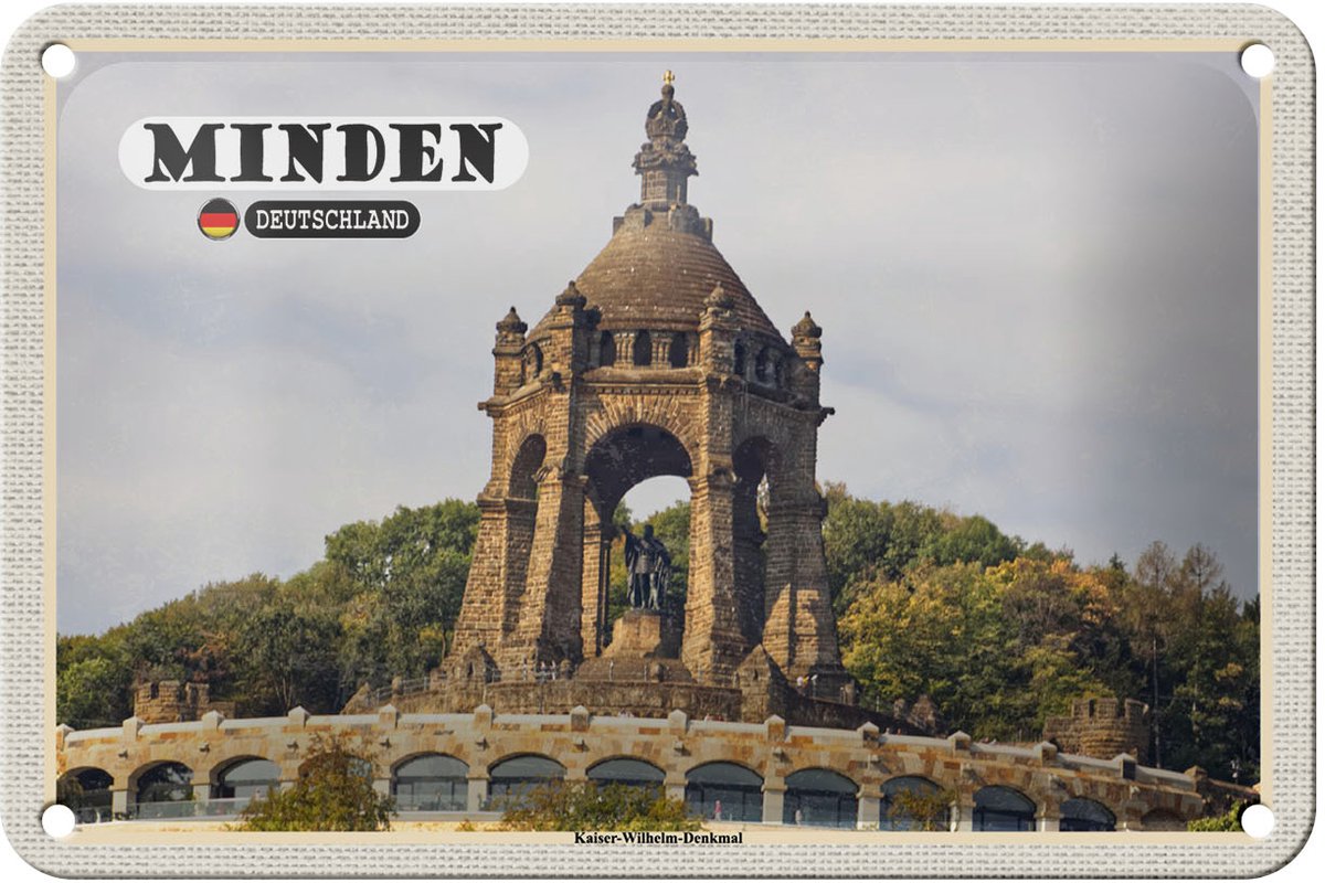 Blechschild Städte Minden Kaiser-Wilhelm-Denkmal 18x12cm Schild