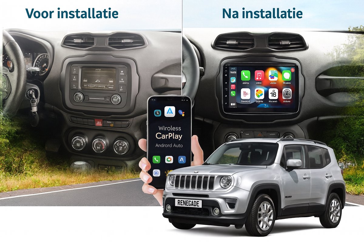 ADIVOX 9 inch T2 geschikt voor Jeep Renegade 2014-2018 CarPlay/Auto/Wifi/RDS/DSP/QLED/5G/DAB+