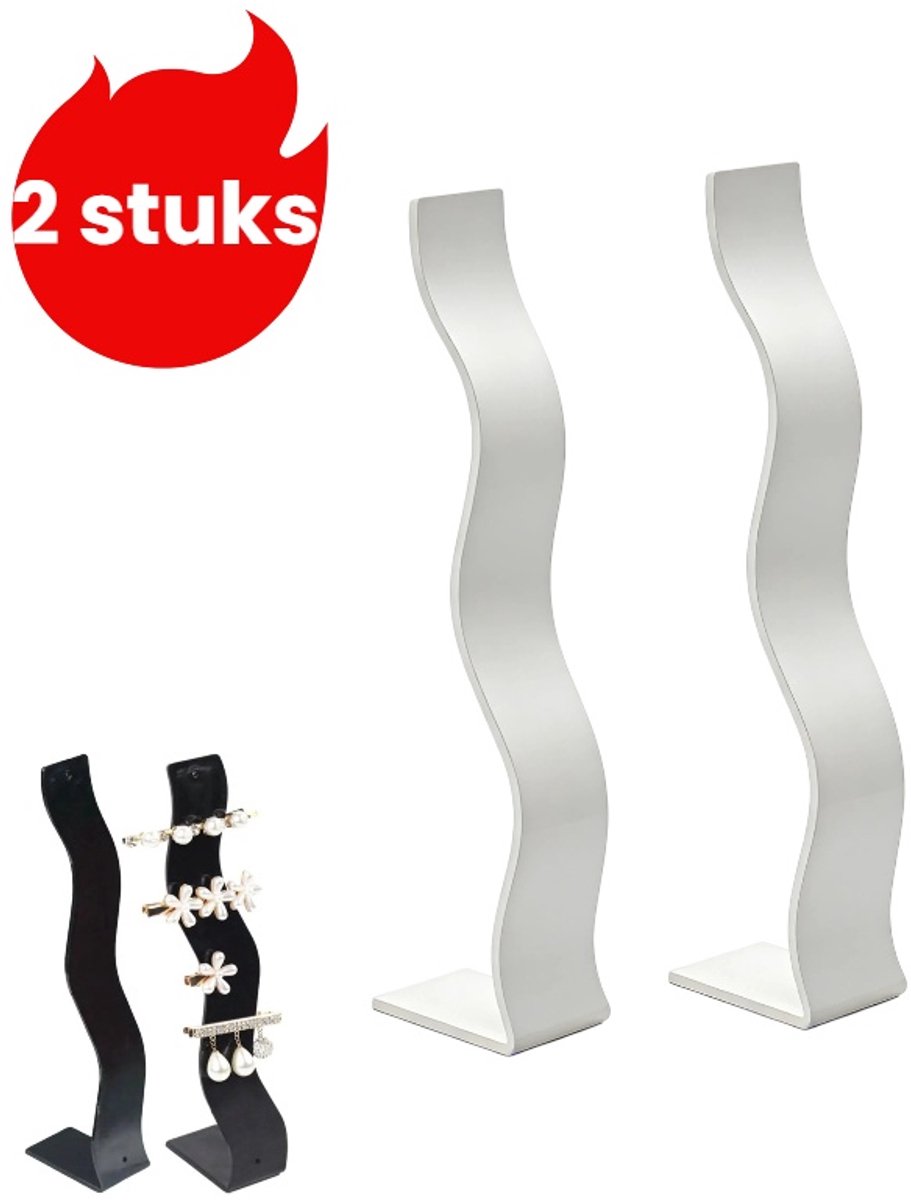 2-delige acryl haarclip displaystandaard - sieradenrek - haarband- en armbanddisplay - wit