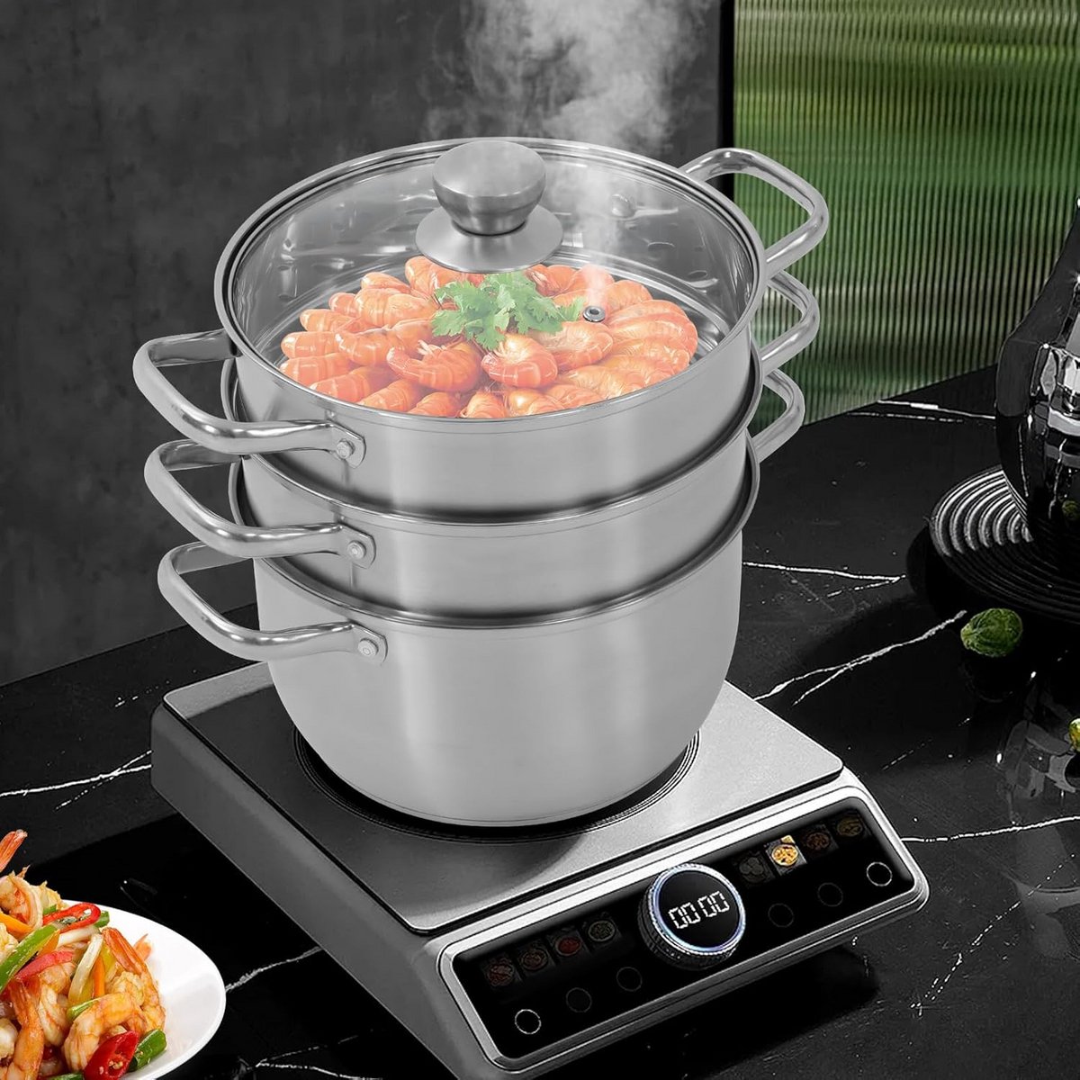 Stoompan RVS met Inzet voor Inductie en Gasfornuis Gezond Koken