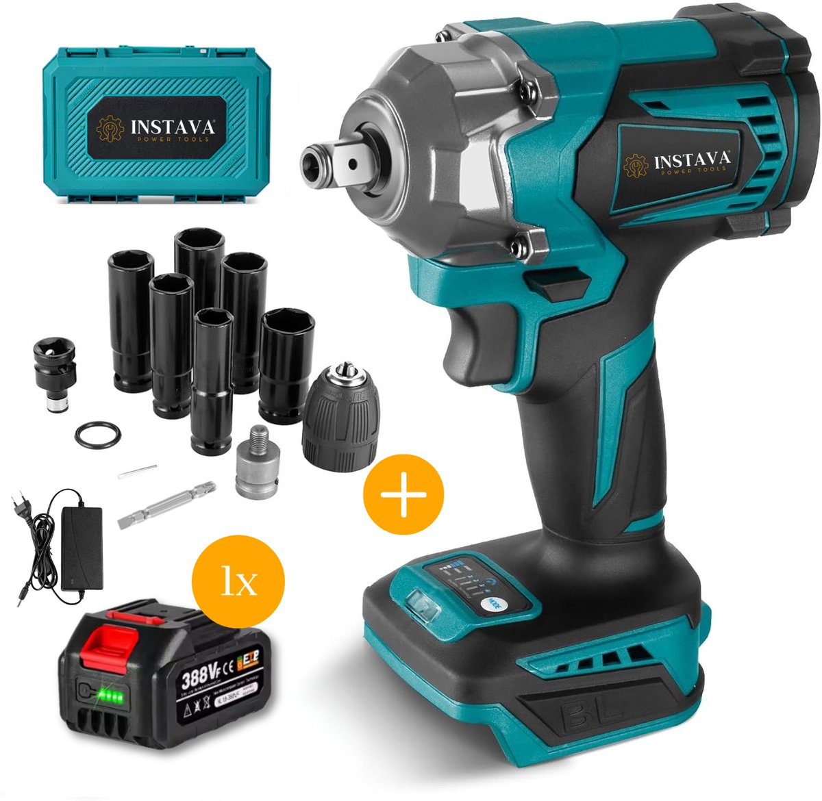 Instava Accu Slagmoersleutel 630Nm – Incl. 1x 4.0Ah Accu – Met Snelspanboorkop & 1/4" Bithouder – Boormachine & Slagschroevendraaier – 18V – Makita LXT Compatibel
