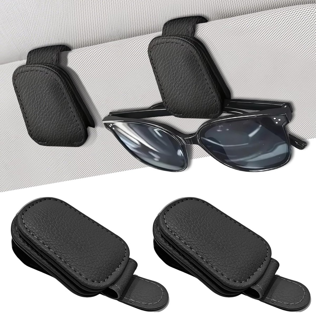 2 stuks magnetische autobrilhouders met ticketclip voor zonneklep