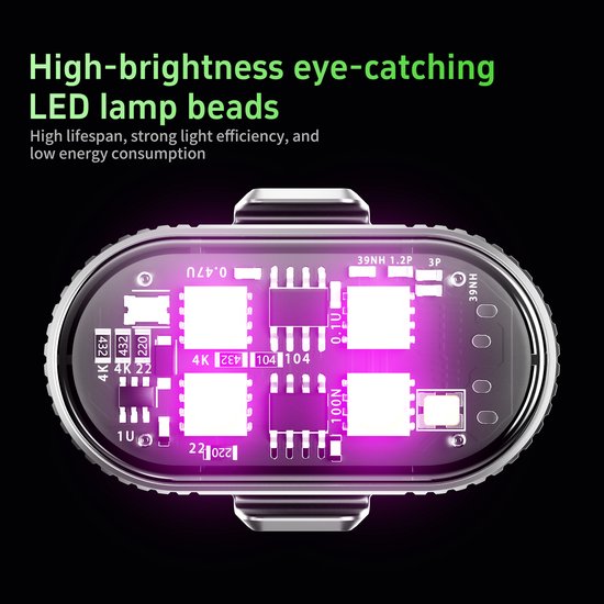 Fiets achterlicht-Fiets achterlicht led batterij-IPX65 waterdicht - Oplaadbaar, zeer helder LED-achterlicht voor fietsen - 10 verlichtingsstanden - Batterijduur van 9 uur - Geschikt voor fietsen, auto's en motoren-4 stuks — afbeelding 2