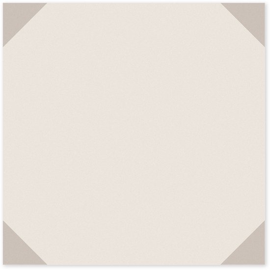 Beige vierkante tegel met beige hoekdetails.