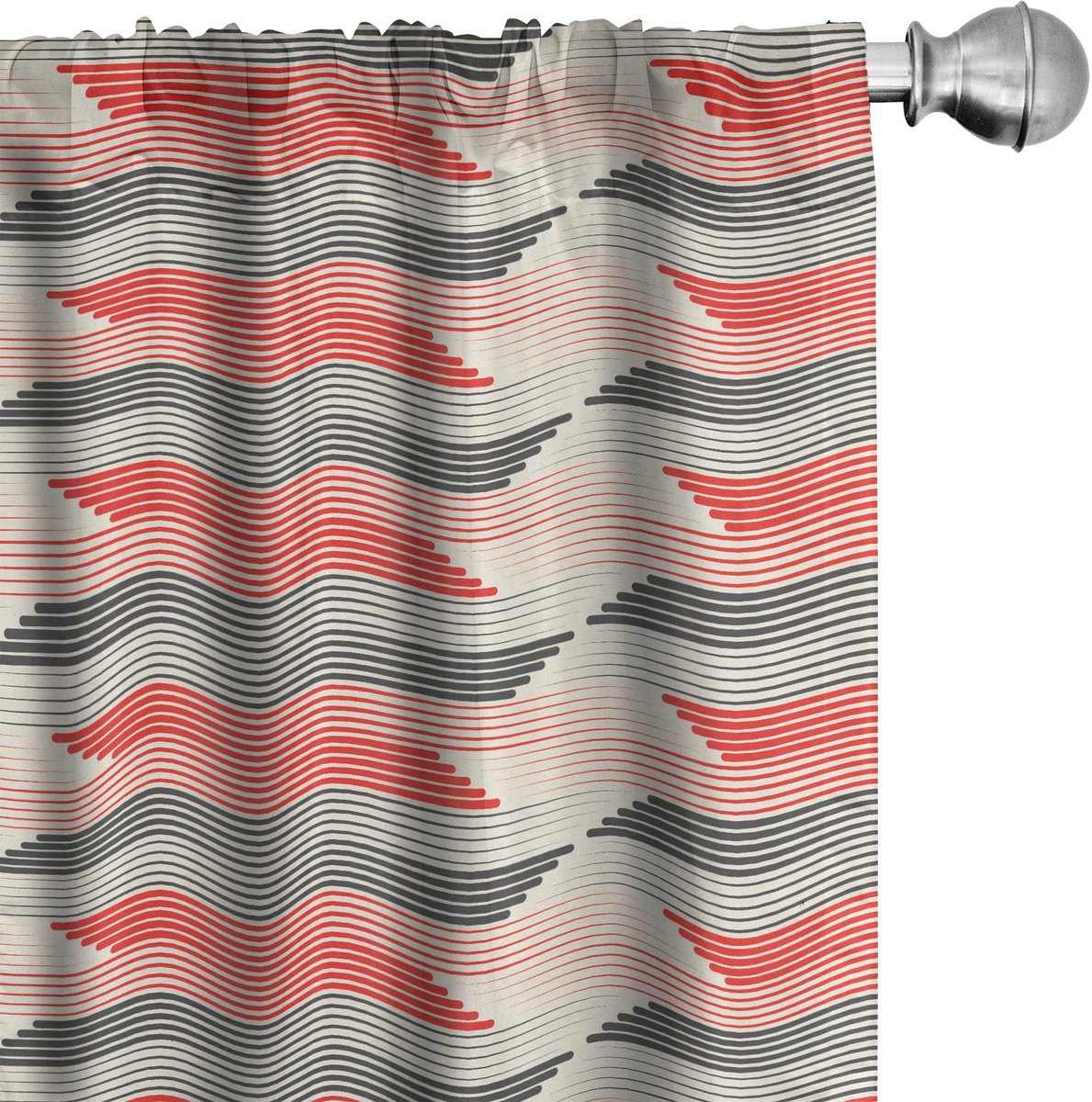 ABAKUHAUS Gordijnen – Geometrisch Rasterpatroon – 2x75x175 cm – Koksgrijs Anthrazit grau