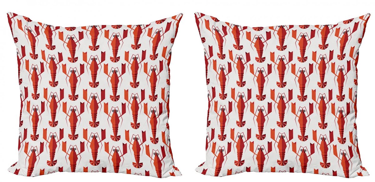 ABAKUHAUS Kussenhoes Lobster – 40×40 cm – Wit Vermiljoen – 2-delig