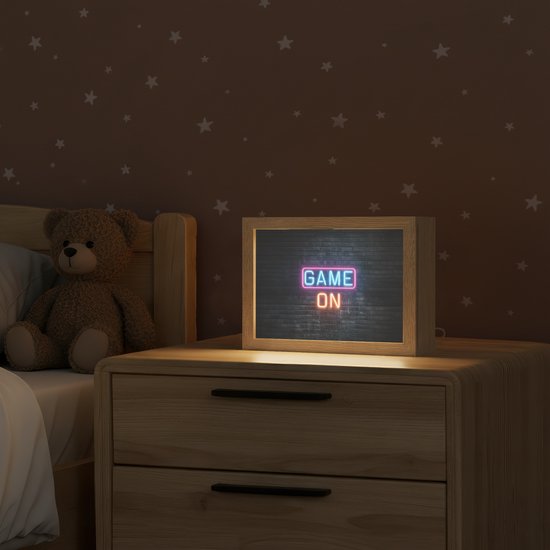 Nachtlampje 20x15 cm - Kinder lamp - Game on - Neon - Muur - Tafellamp kinderkamer - Slaapkamer lamp - Bedlamp kinderen - Kinderlampje stopcontact - Wandlamp babykamer - Nachtlampjes van Merkloos — afbeelding 2