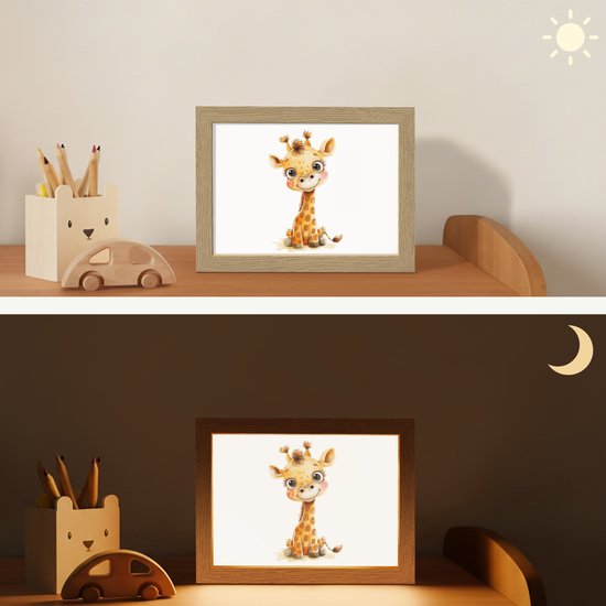 Nachtlampje 20x15 cm - Kinder lamp - Giraf - Baby dier - Wilde dieren - Tafellamp kinderkamer - Slaapkamer lamp - Bedlamp kinderen - Kinderlampje stopcontact - Wandlamp babykamer - Nachtlampjes van Merkloos — afbeelding 4