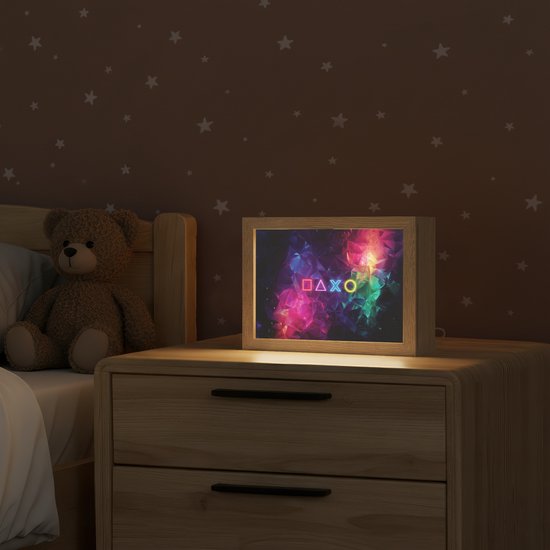 Nachtlampje 20x15 cm - Kinder lamp - Playstation - Kleurrijk - Abstract - Neon - Tafellamp kinderkamer - Slaapkamer lamp - Bedlamp kinderen - Kinderlampje stopcontact - Wandlamp babykamer - Nachtlampjes van Merkloos — afbeelding 2