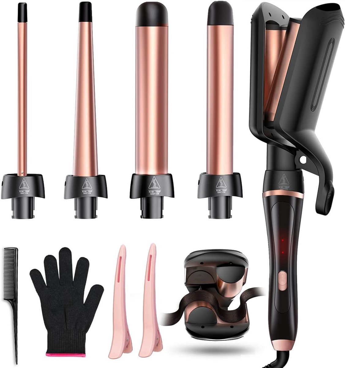 5-in-1 Krultang Set met Crimper en Keramische Opzetstukken