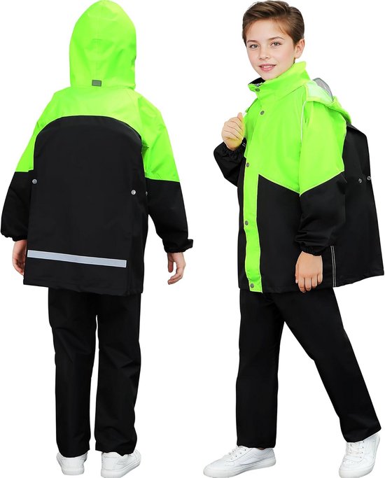 LY4U Waterdicht regenpak voor heren, werkkleding, fietsjack met capuchon en broek, regenpak met veilige reflecterende strip, Donkerblauw, XL LY4U Waterdicht regenpak voor heren, werkkleding, fietsjack met capuchon en broek, regenpak met veilige reflecterende strip, Donkerblauw, XL