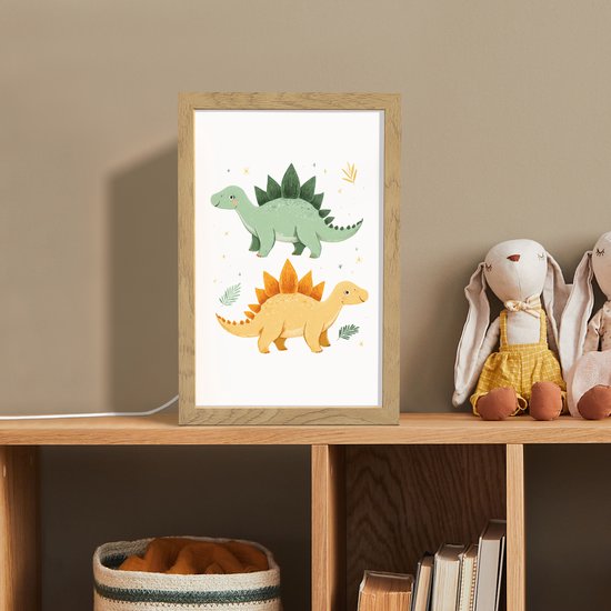 Nachtlampje 20x30 cm - Kinder lamp - Sterren - Stegosaurussen - Blaadjes - Groen - Tafellamp kinderkamer - Slaapkamer lamp - Bedlamp kinderen - Kinderlampje stopcontact - Wandlamp babykamer - Nachtlampjes van Walplus — afbeelding 3