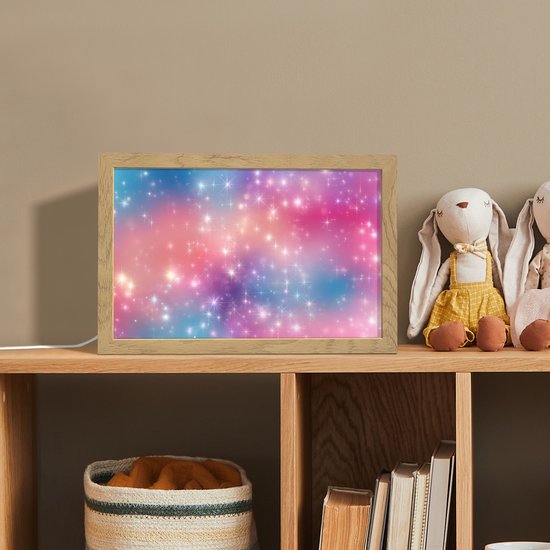 Nachtlampje 30x20 cm - Kinder lamp - Sterren - Abstract - Kleuren - Tafellamp kinderkamer - Slaapkamer lamp - Bedlamp kinderen - Kinderlampje stopcontact - Wandlamp babykamer - Nachtlampjes van Merkloos — afbeelding 3