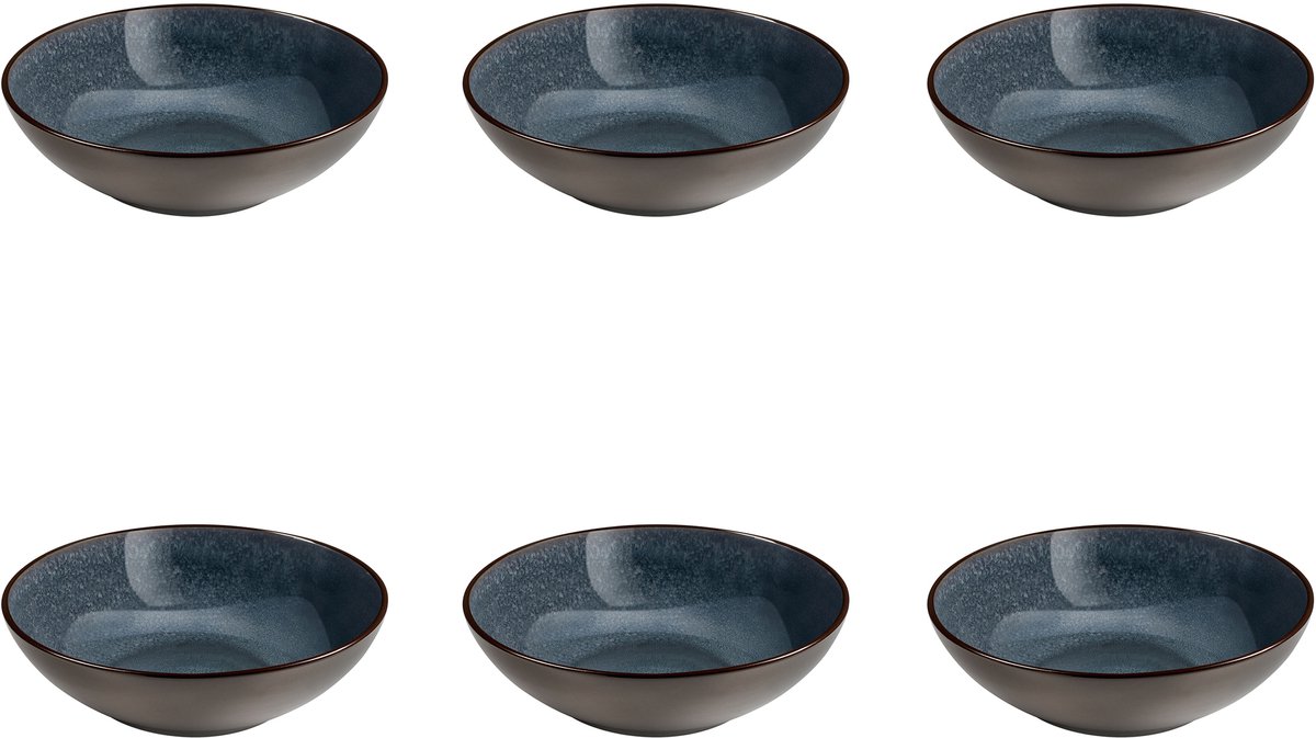 Medard de Noblat - Feeling Indigo - Salade en pastabord 18 cm - 6 delig - Stoneware