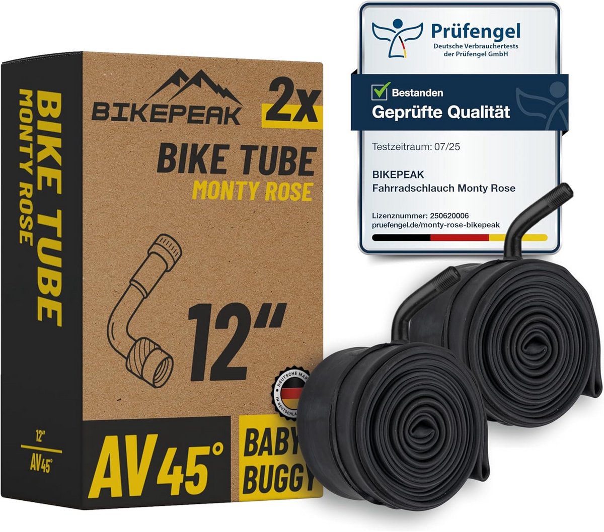 2x Binnenband 12 inch AV 45 Graden voor Buggy Kinderzitje Loopfiets