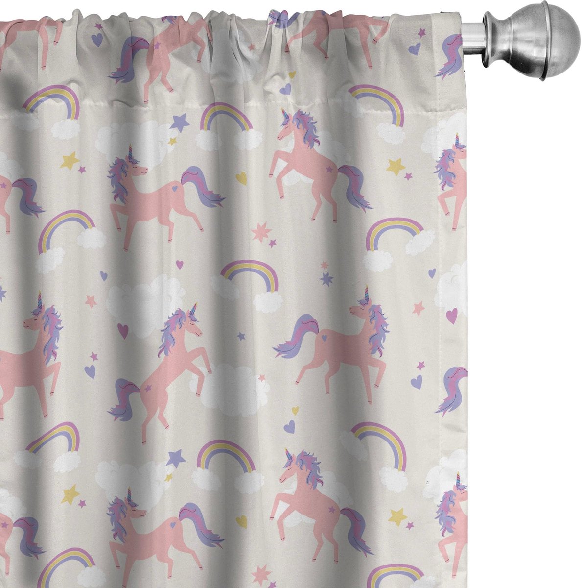 ABAKUHAUS Regenbooggordijnen – Dromerige Eenhoorn – 2x75x225 cm – Licht zalmkleur Pale Salmon