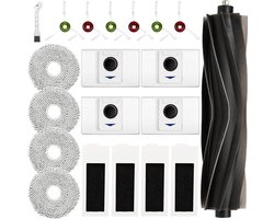 20-delige accessoireset Geschikt voor Ecovacs Deebot T20 Omni / T20e Omni robotstofzuiger: 1 rubberen hoofdborstel, 4 stofzakken, 4 dweilpads, 4 filters, 6 zijborstels, 1 reinigingsborstel