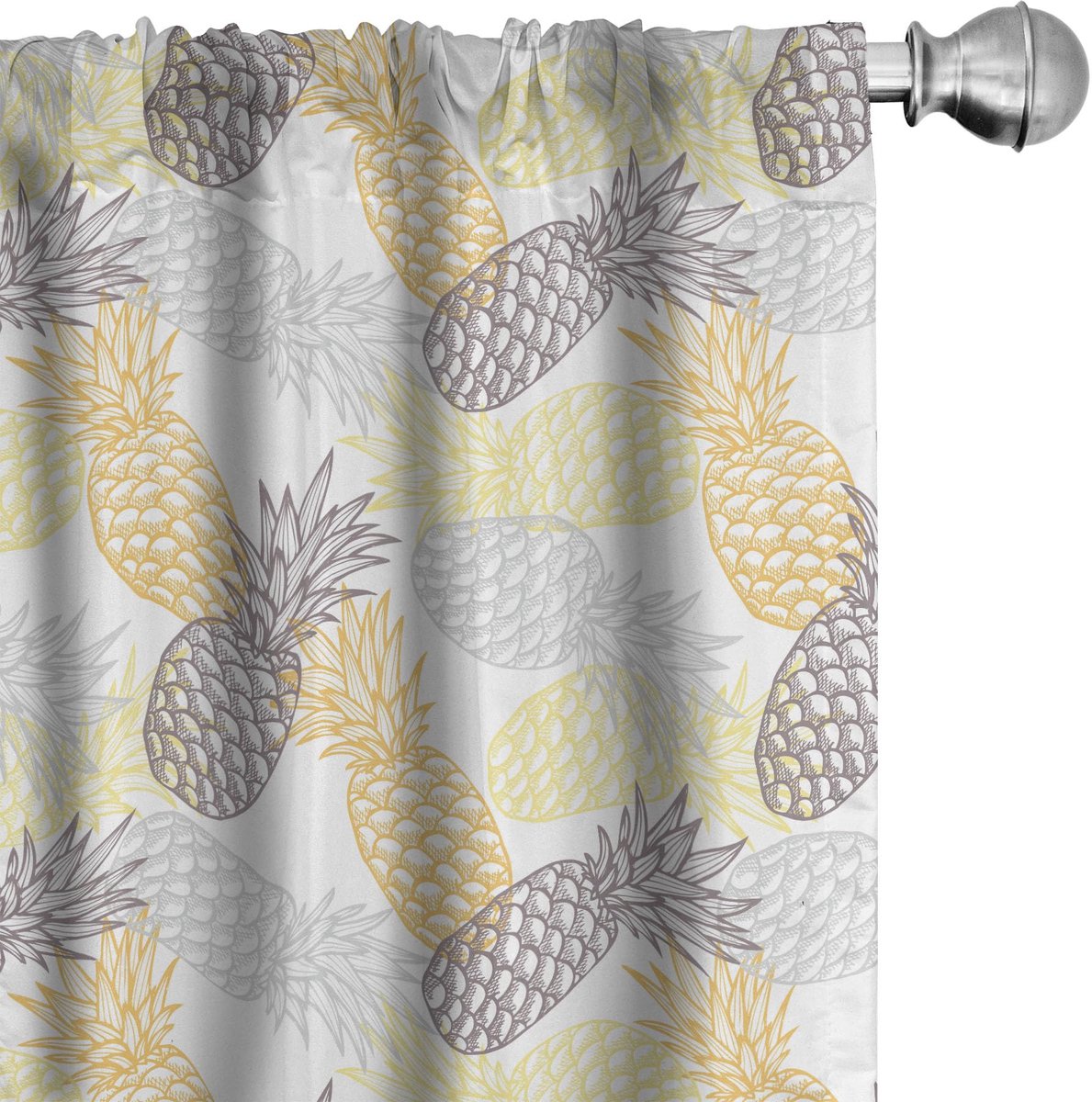 ABAKUHAUS Ananas Tropen – 2-delige gordijnset 75 x 175 cm – microvezel, halfverduistering