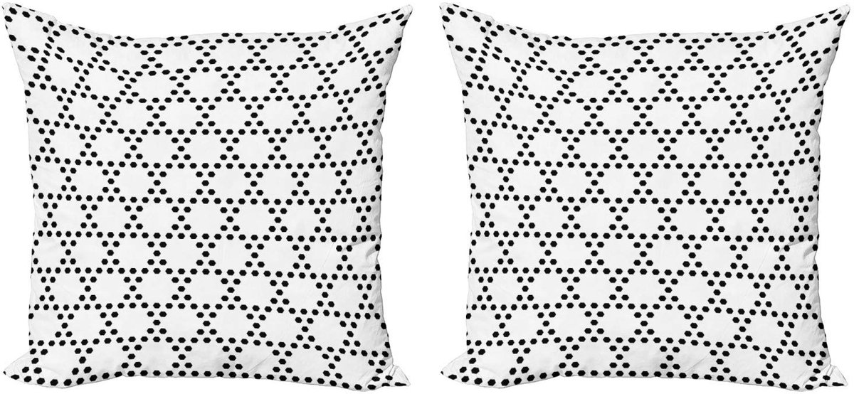 ABAKUHAUS Kussenhoes Set – Zwart-Wit Hexagonen – 2x45x45 cm Zwart en wit