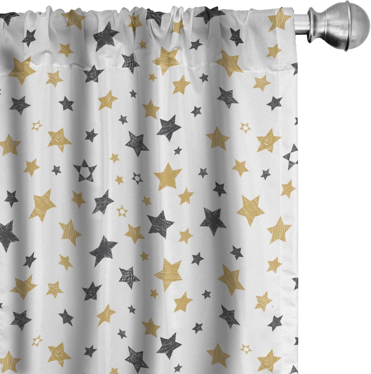 ABAKUHAUS Kosmos Galaxie Doodle Voorhangen – 2x75x175 cm – Mikrofaser Geel