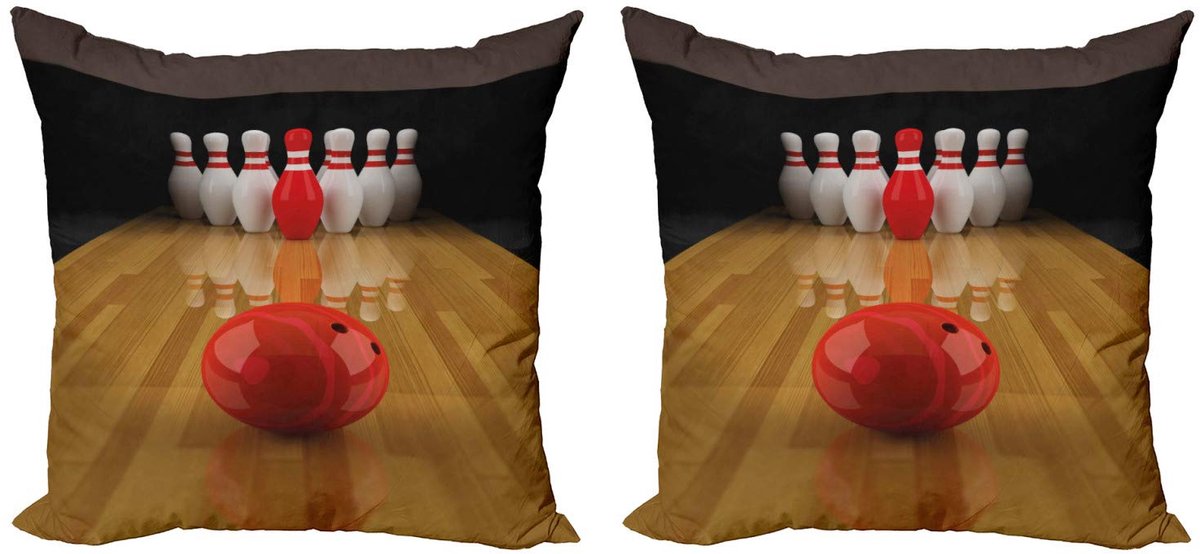 ABAKUHAUS Bowlingfeest kussenhoes – 2x50x50 cm – dubbelzijdig – lichtbruin-rood Pale Braun Rot