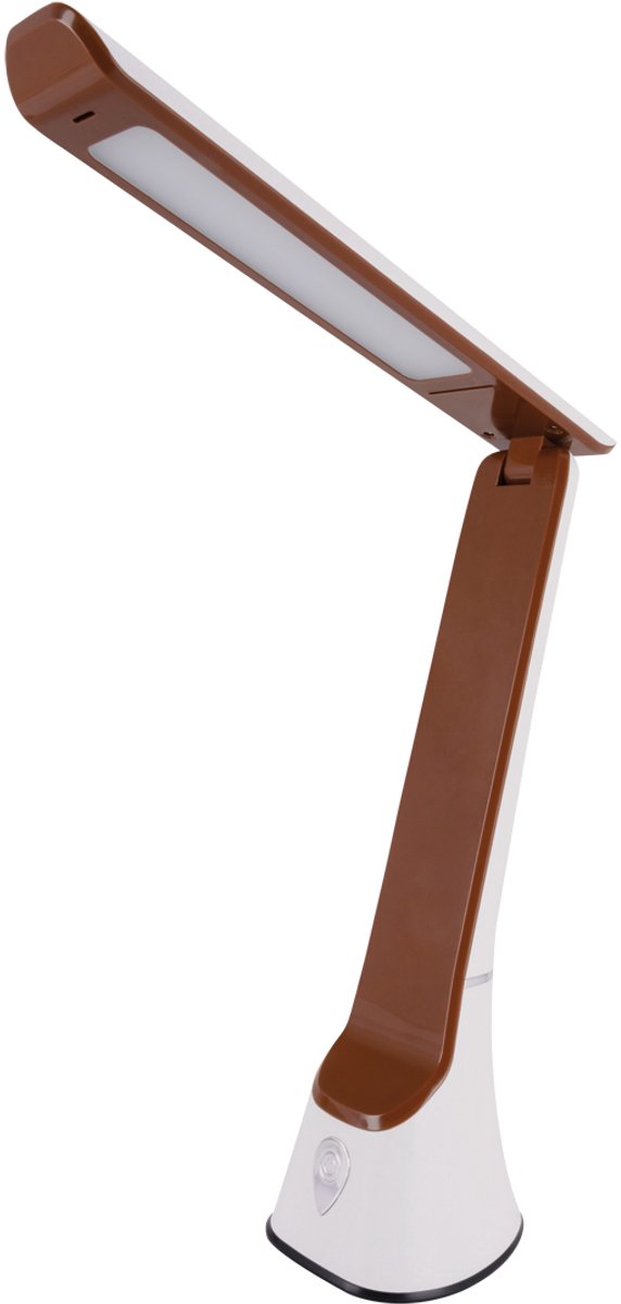 GIBON Bureaulamp - LED - 8W - CCT Aanpasbare lichtkleuren - 2700K/ 4000K/ 6500K - Telefoonhouder - Wit/Bruin