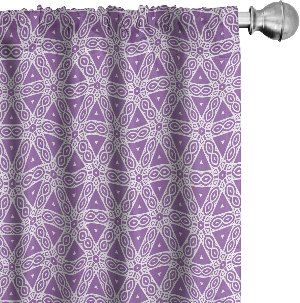 ABAKUHAUS Geometrische Voorhangen – Driehoek – 2x75x175 cm – violet-wit