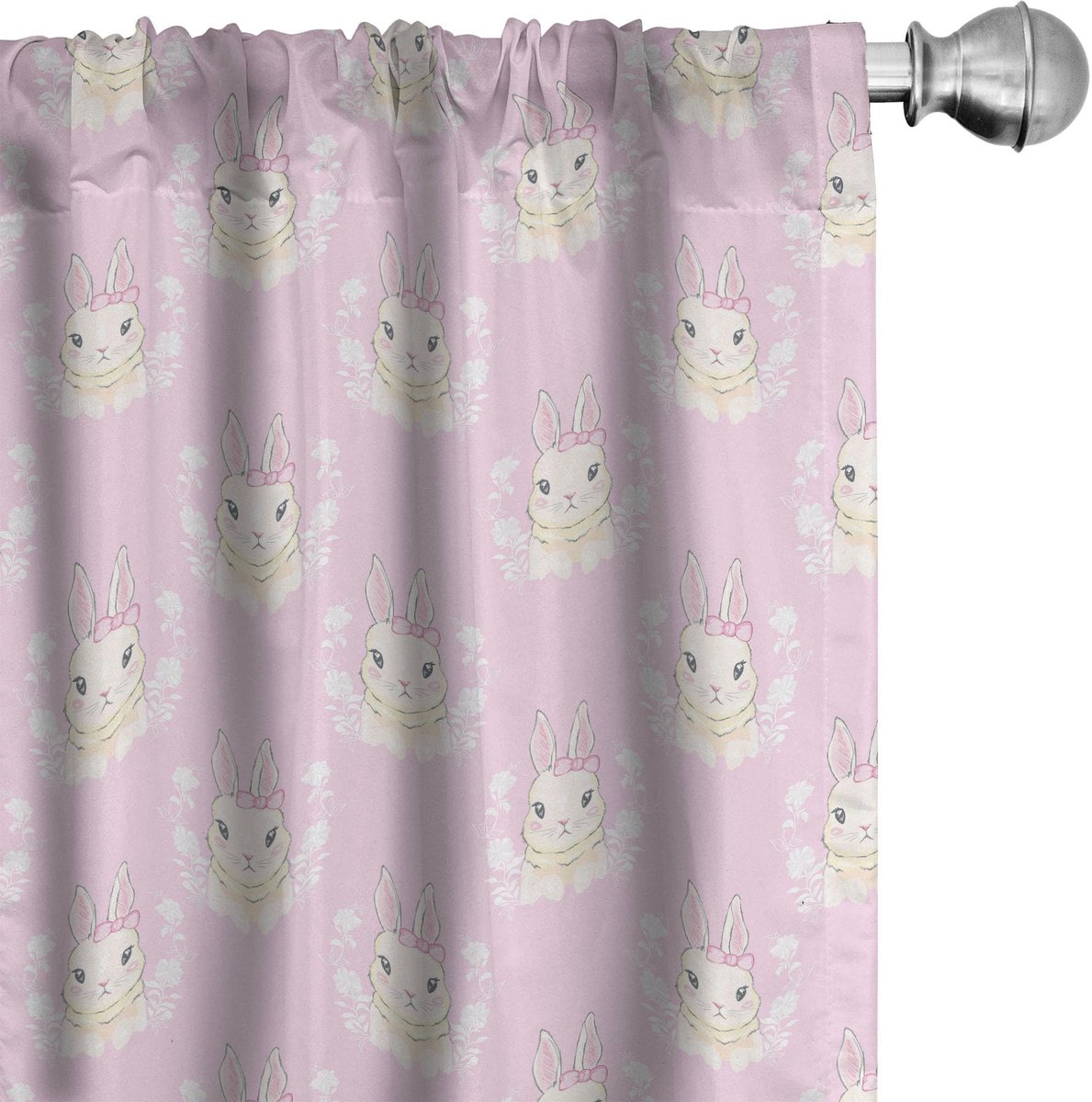 ABAKUHAUS paashaas gordijnen – 2x75x175 cm – microvezel – roze en champagne Puder Roze