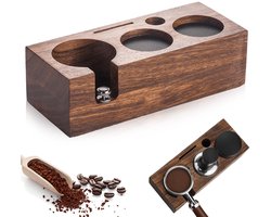 Unyqoos® Houten Tamping Station voor Espresso met Rutschvrije Basis en Verstelbare Hoogte