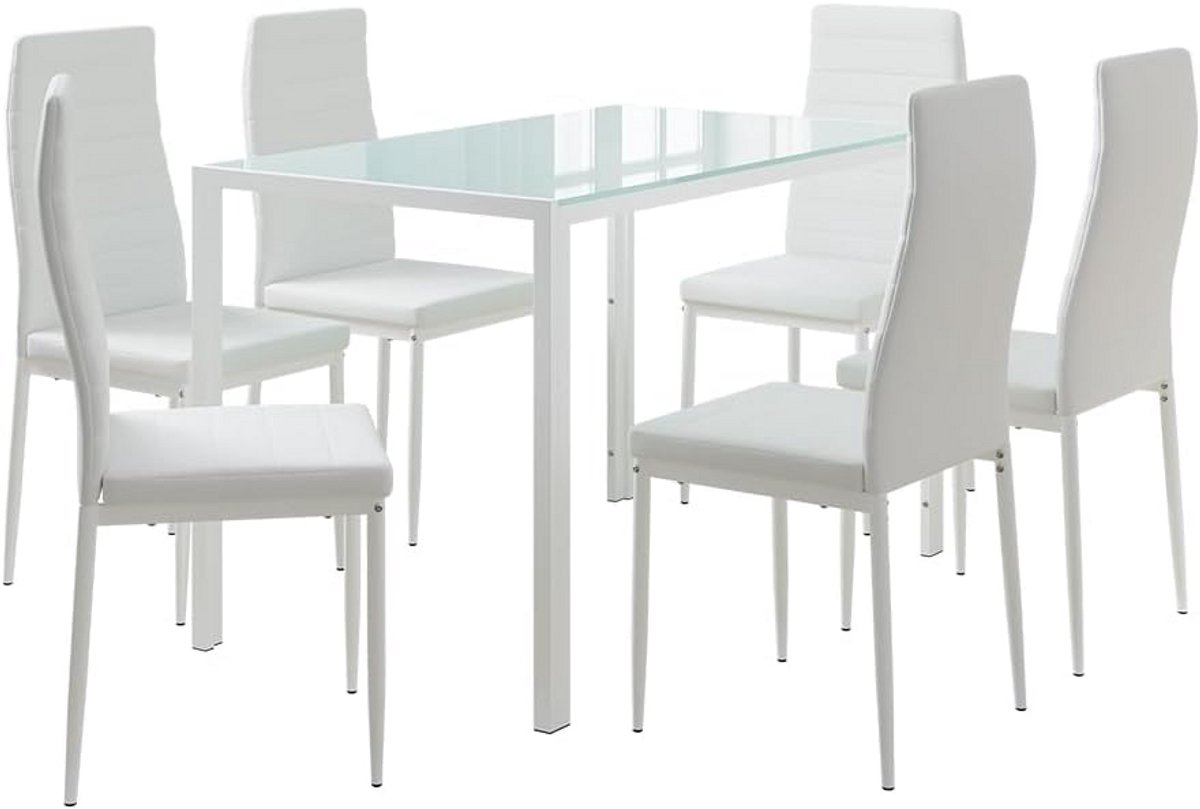 Eetkamerset tafel met 6 stoelen wit 120 x 75 cm