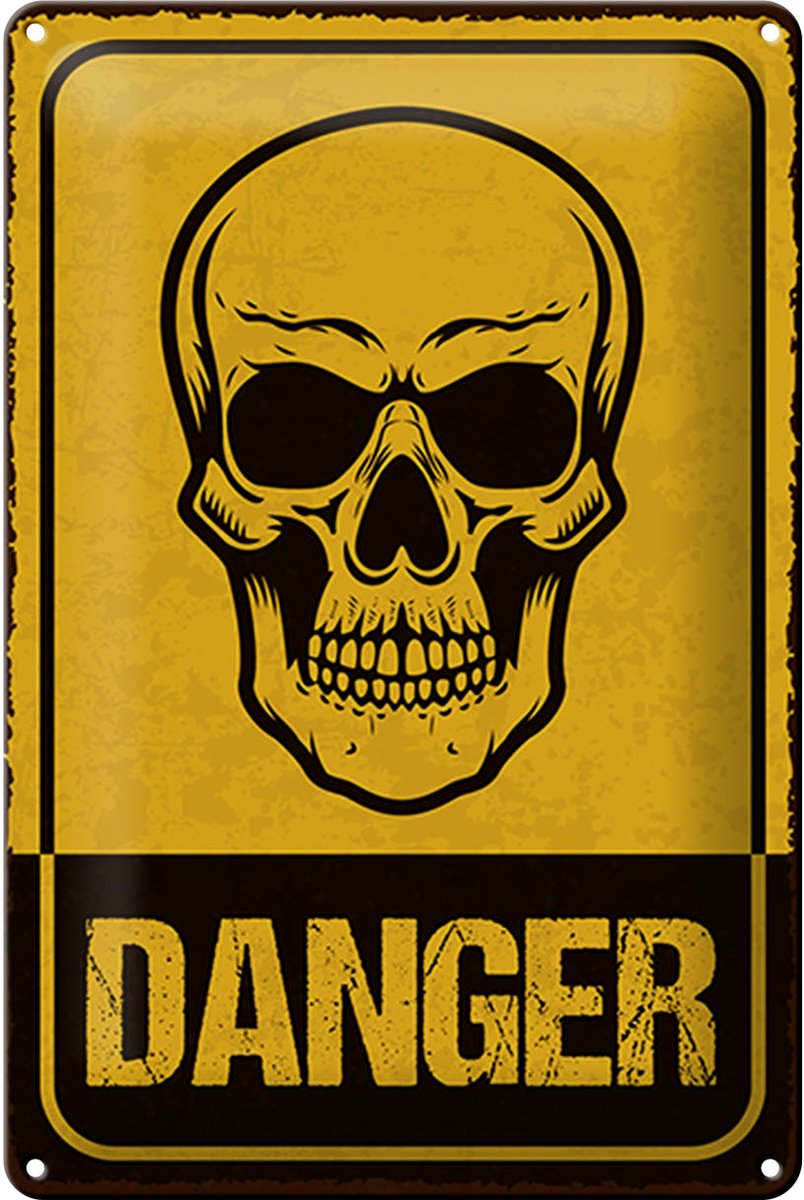 Blechschild Spruch 12x18 cm Danger skull Schild