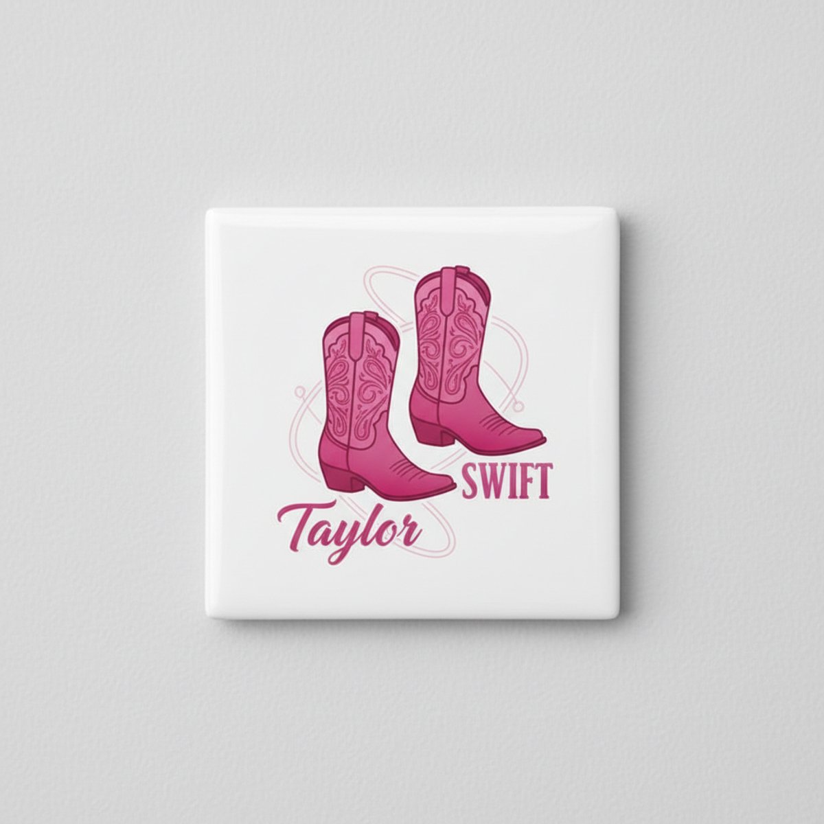 Roze Countrylaarzen Tegel 15×15 cm – Stijlvol Muziekliefhebbers Cadeau & Decoratieve Keram